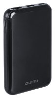 Портативное зарядное устройство Qumo PowerAid P5000, 5000 мА-ч, 2 USB 1A+2.4A вход до 2А, черный, корпус ABS