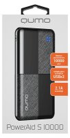 Портативное зарядное устройство Qumo PowerAid S2 S10000, 10000 мА-ч 2A, 2 USB, mUSB/Type C светодиодная индикация, корпус пластик, черный