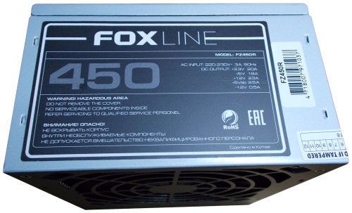 Блок питания 450W FOXLine FZ450R v.2.2 ATX, NO PFC, 80mm Fan, 2xSata, 2xPata, 24Pin+4pin Cpu Блок питания 450W FOXLine FZ450R v.2.2 ATX, NO PFC, 80mm Fan, 2xSata, 2xPata, 24Pin+4pin Cpu