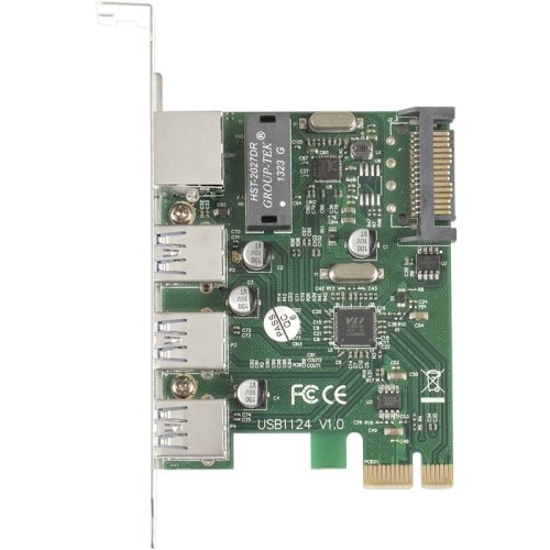   ExeGate EXE-361 (PCI-ex 1X ver.2.0, 3*USB3.0 ext. + LAN UTP 1000Mbps,  . SATA)