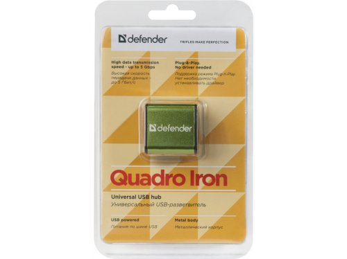  USB 2.0 Defender Quadro Iron USB 2.0, 4  .  Art.83506