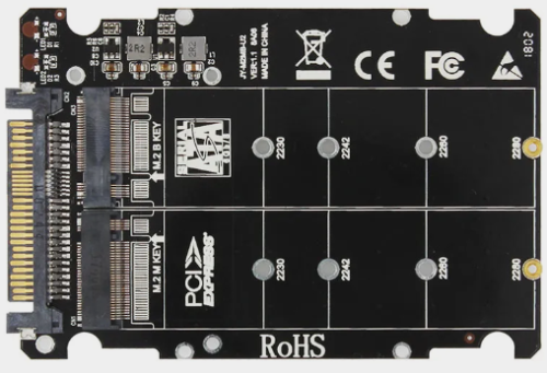  JEYI U.2 - M.2 *2x (M.2 M key , M.2 B key) SSD  2230, 2242, 2260, 2280 SSD U.2-PCB rev:1.4