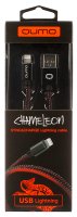 Кабель Qumo USB-Apple 8 pin 1м, USB 2.0 5В, 2.1А, 10,5Вт, Chameleon оплётка, металл. кон. Черно-коричневый