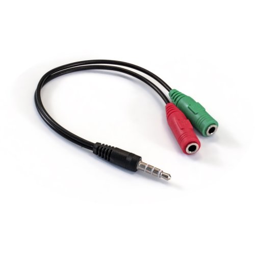 Кабель аудио ExeGate EX-CCA-417-0.2 (3.5mm Jack M 4pin/3.5mm Jack F Stereo+ 3.5mm Jack F микрофон, 0,2м)
