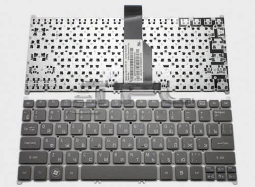Клавиатура для ноутбука Acer Aspire V5-171 S3 S3-391 S3-951 S3-371 S5 S5-391 725 756 V5-171 TravelMate B1 B113 B113-E B113-M (ru, серая, без рамки)