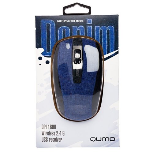Мышь Qumo Office M44 Denim, беспроводная, оптическая, 6 кноп., 800/1200/1600 dpi, ткань