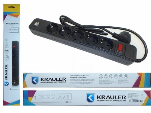   KRAULER KR-5-1,5M(B/USB)   5 , 1.5,  2x USB2.0, 