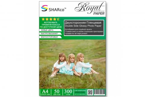 Фотобумага SHARco Глянцевая двухсторонняя, 300г/м2, 50л. А4 21x29.7