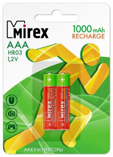 Комплект аккумуляторов Ni-MH Mirex HR03 AAA 1000mAh 1.2V 2шт