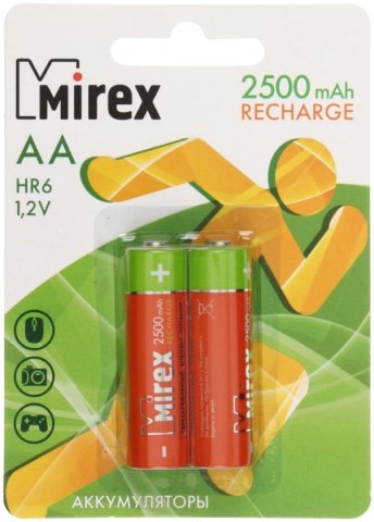 Комплект аккумуляторов Ni-MH Mirex HR6 AA 2500mAh 1.2V 2шт