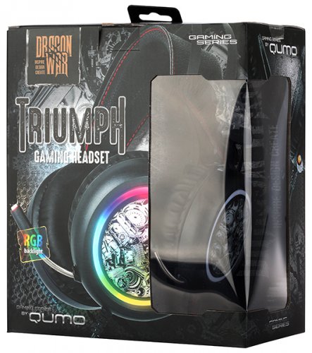 Гарнитура Qumo Triumph GHS0014, стереогарнитура, RGB подсветка, USB+2*3.5 jacks