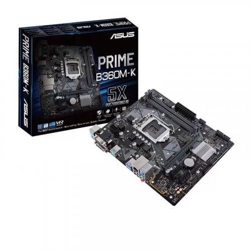 . ASUS PRIME B360M-K / B360, 1xLGA1151 v2, 2xDDR4 DIMM, 1xPCI-E x16,  : HDA, 7.1, Ethernet: 1000 /, - microATX, DVI