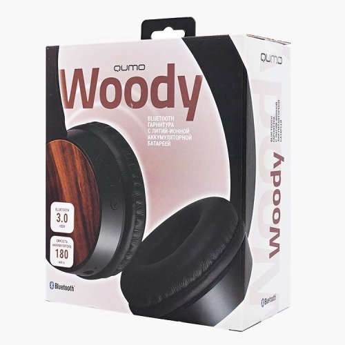 Беспроводная гарнитура QUMO Woody (ВТ 0022), черный + вставки