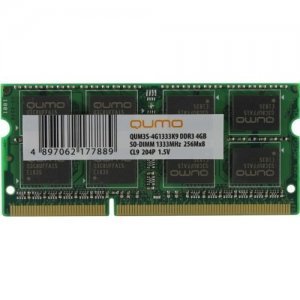  SO-DIMM DDR3L 8Gb QUMO 1333MHz PC-10660 512Mx8 CL9 Retail (QUM3S-8G1333C9) 16 Chips 1,35V
