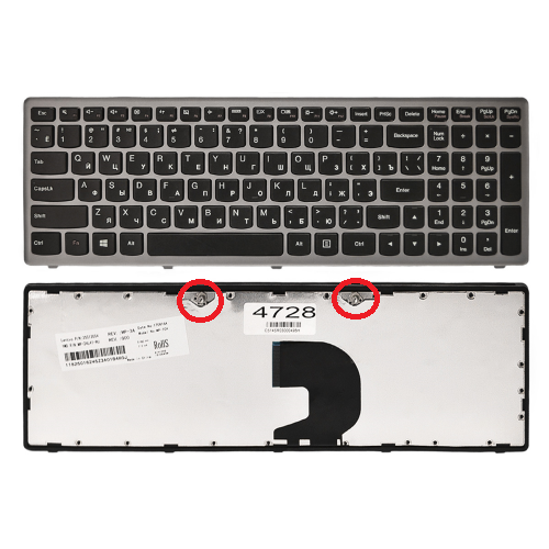 Клавиатура Lenovo Z500, P500, Z500A, Z500G, Z500T Серая рамка