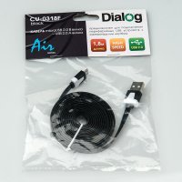 Кабель Dialog CU-0318F - microUSB B (M) - USB A (M), V2.0, плоский длина 1.8 м