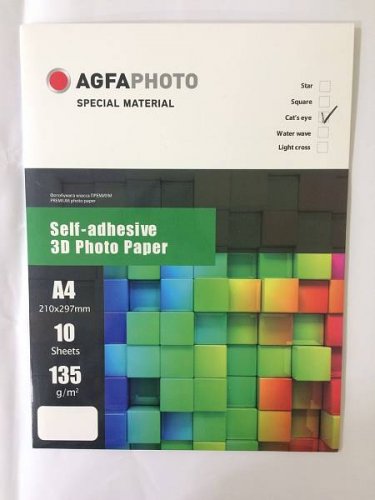 Фотобумага AGFA А4 Глянцевая 3D КОШАЧИЙ ГЛАЗ самоклеющаяся 135г 10 листов