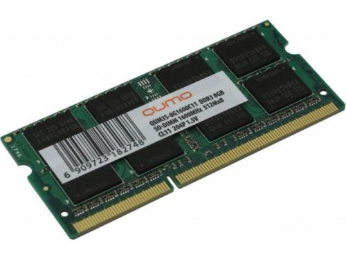 Память SO-DIMM DDR3 4Gb QUMO 1600MHz PC12800 256Mx8 CL11 QUM3S-4G1600K11R 16chips