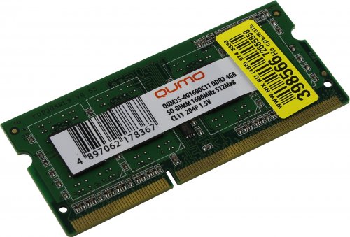  SO-DIMM DDR3 4Gb QUMO 1600MHz PC12800 512Mx8 CL11 204P QUM3S-4G1600C11