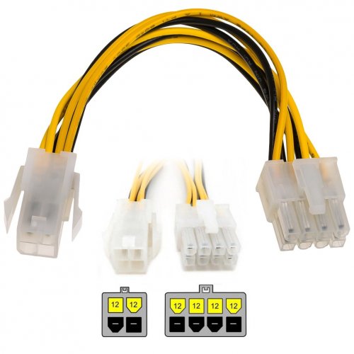 Кабель-удлинитель питания процессора с 4 PIN на 8 PIN
