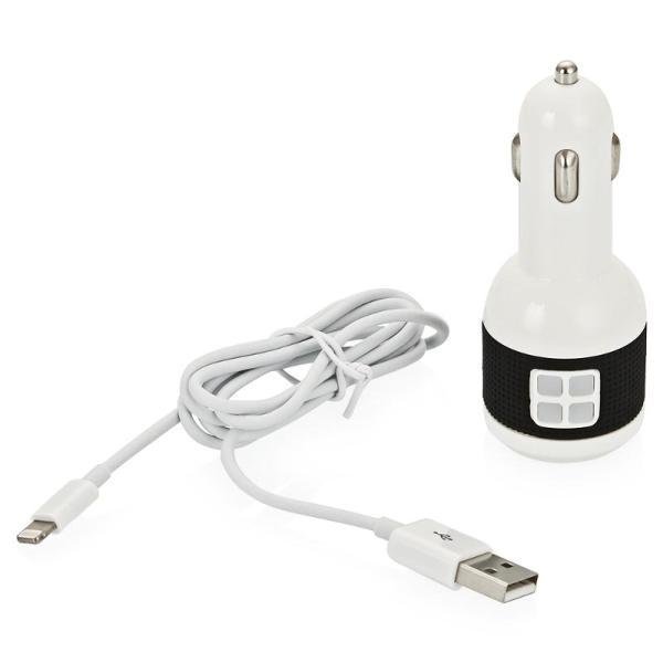 Адаптер питания 12/24 В - 1USB Qumo 5 В,1А.В комплекте кабель USB - Lightning. (арт.19101)