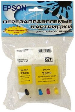 Комплект перезаправляемых картриджей для EPS C60 (T028401, T029401) x2