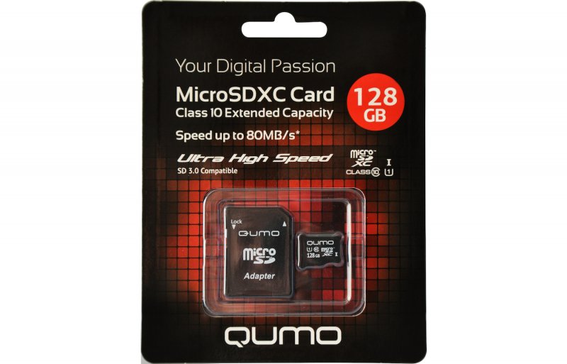 ����� ������ MicroSDXC 128Gb Qumo UHS-I, 3.0 � ��������� Class 10