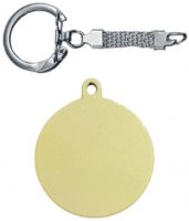 Брелок медальон круг золото для сублимации + цепочка с карабином