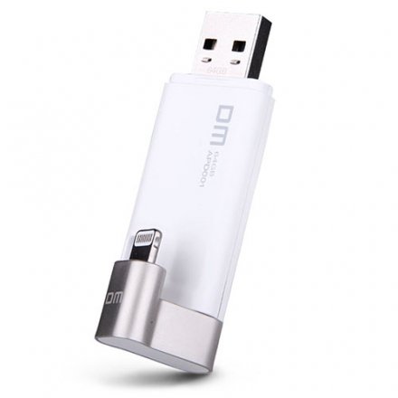Флэш-накопитель DM 64GB AIPLAY White c коннекторам для подключения к iPod, iPhone, iPad R/W 12/4
