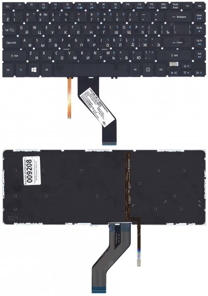 Клавиатура для ноутбука Acer Aspire V5-431 (rus, черн, без рамки) с подсветкой