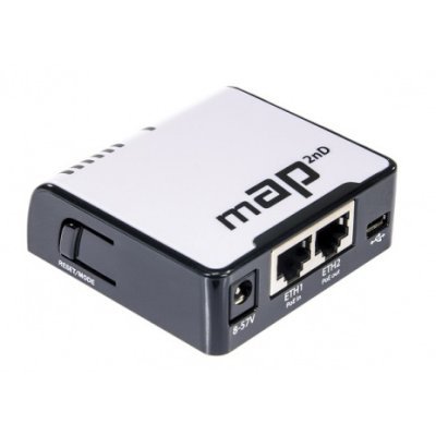  Mikrotik RouterBOARD mAP2nD, 650MHz, 802.11b/g/n, MIMO2x2,    1.2dBi, 2x10/100/c, MicroUSB