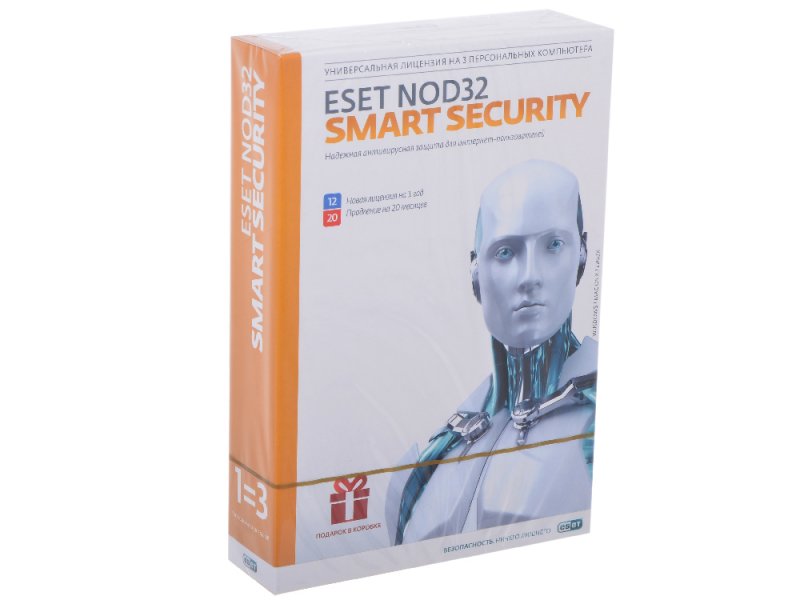 Антивирусная программа ESET NOD32 Smart Security на 3 ПК – лицензия на 1 год или продление на 20мес.)