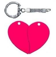 Брелок Сердце-пара розовый для сублимации + цепочка с карабином