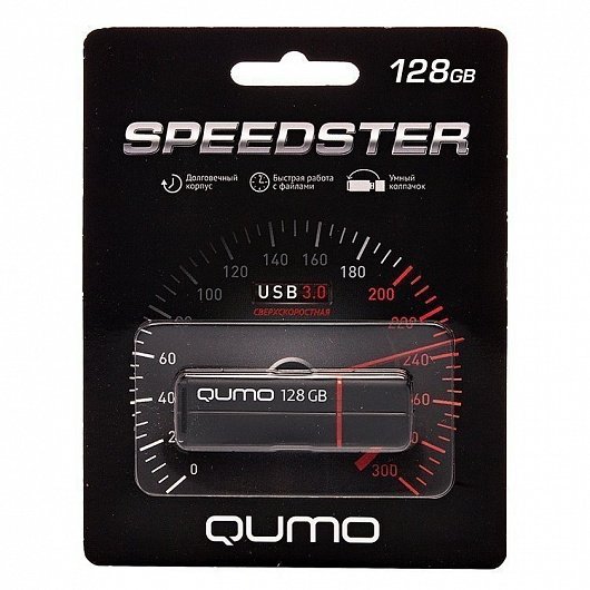 Флэш-накопитель128GB QUMO SPEEDSTER 3.0 BLACK, цвет корпуса черный