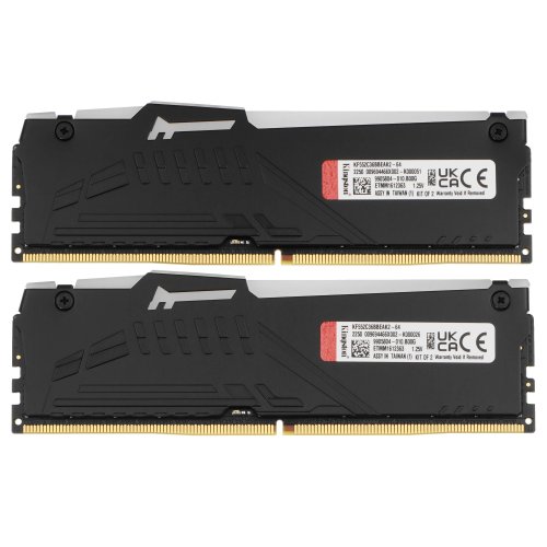 ������ DDR5 64Gb Kingston FURY Beast Black RGB [KF552C36BBEAK2-64] DDR5, 32 GBx2, 5200 MHz, 36 CL