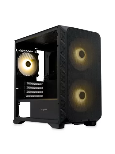 ������ ��� ����� ������� HSPD M321, Mesh Mini-tower, Black, slide TG, 0.45 SPCC, 2x140mm ARGB (M321-