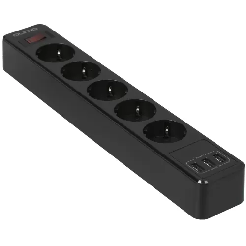 ������� ������ QUMO Power Bar [51558] 5 �������, 3�, 2 USB-A � 1 Type-C ����  2.4A �������� (���� ��