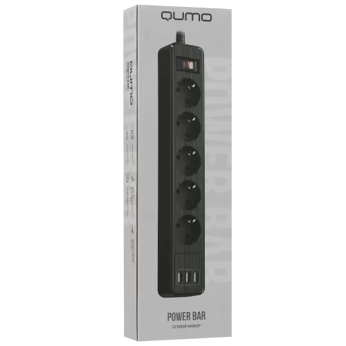 ������� ������ QUMO Power Bar [51558] 5 �������, 3�, 2 USB-A � 1 Type-C ����  2.4A �������� (���� ��