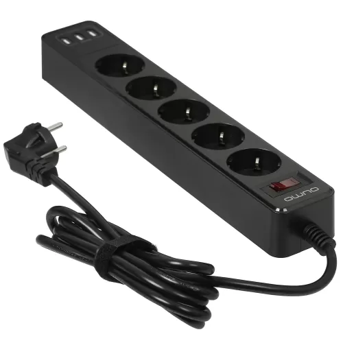 ������� ������ QUMO Power Bar [51558] 5 �������, 3�, 2 USB-A � 1 Type-C ����  2.4A �������� (���� ��