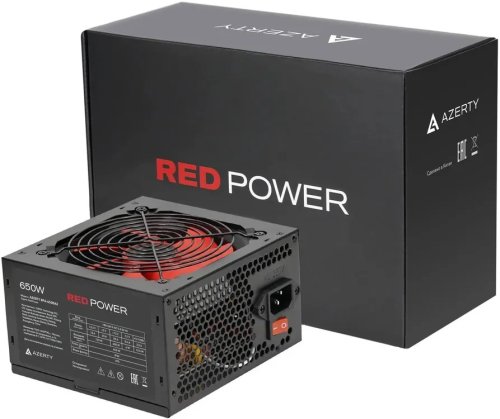 Блок питания 650W Azerty RPA-650BA2 ATX, 12CM FAN, 20+4p ,CPU(8pin), 2*PCI-E(6+2), 4* SATA, 2* Molex