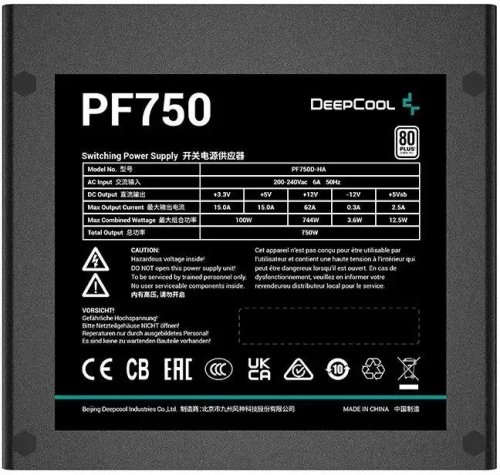 ���� ������� 750W DEEPCOOL PF750 [R-PF750D-HA0B-EU] 750 ��, 80+, APFC, 20+4 pin, 2 x 4+4 pin CPU, 6