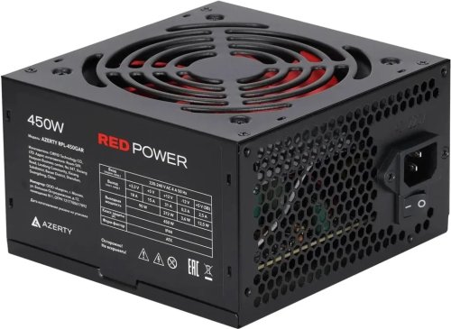 ���� ������� 450W Azerty RPL-450GAR ATX, 12CM FAN, 20+4p ,CPU(8pin), 1* PCI-E(6+2), 4* SATA, 2* Mole