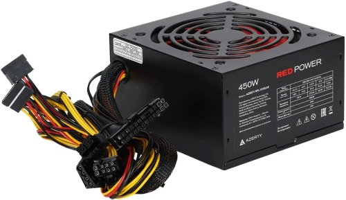 ���� ������� 450W Azerty RPL-450GAR ATX, 12CM FAN, 20+4p ,CPU(8pin), 1* PCI-E(6+2), 4* SATA, 2* Mole