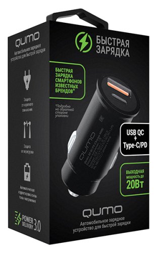    Qumo All QC/PD (Charger 0088), USB + Type C Black