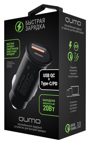    Qumo All QC/PD (Charger 0088), USB + Type C Black