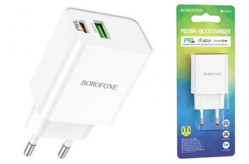   BOROFONE BA69A Resource, PD20W+QC3.0, 1xUSB-C. 1xUSB-A, 3A, + (USB-C  USB-C), 