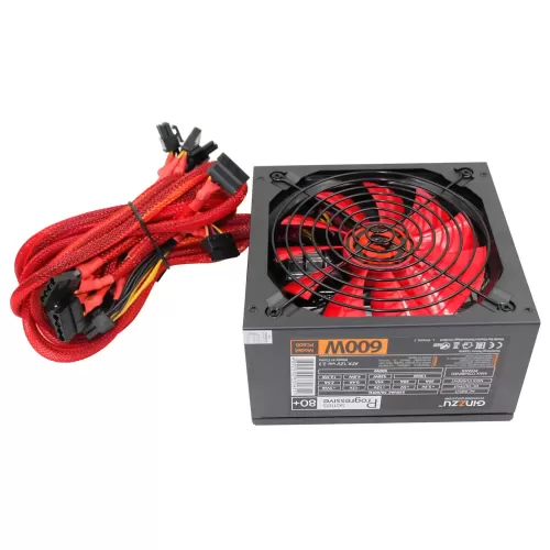   600W Ginzzu 600 (CB600) ATX, 12CM FAN, 20+4p ,CPU(4+4), 2*PCI-E(6+2), 4*SATA, 3*IDE,  