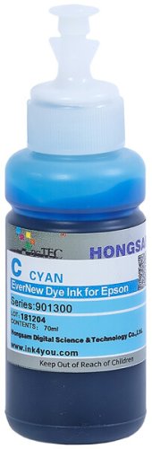 Чернила DCTec водорастворимые L800 EverNew Cyan (голубой) с дозатором 70 мл (901300-C-70b)