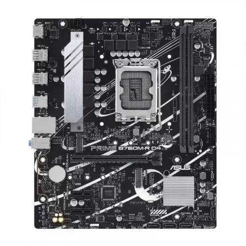 Материнская плата ASUS PRIME B760M-R D4 LGA 1700, Intel B760, 2xDDR4-5333 Mhz, 1xPCI-Ex16, 2xM.2, Micro-ATX