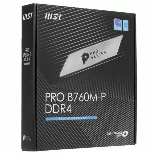   MSI INTEL PRO B760M-P DDR4 LGA 1700, Intel B760, 4xDDR4(128Gb), 1xPCI-Ex16, 4 sata, 1xUSB 3.2, 1xUSB-C, 2xM.2, mATX